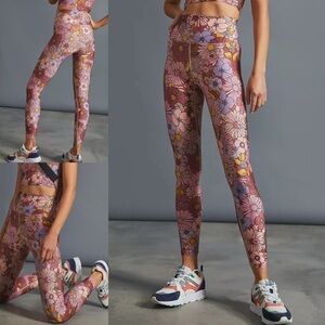 Beach Riot Sport Piper Leggings Marsala Floral Size Small